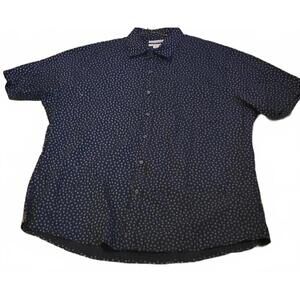 Amazon Essentials Men's Button-Up Shirt XXL Navy White Floral Print Top